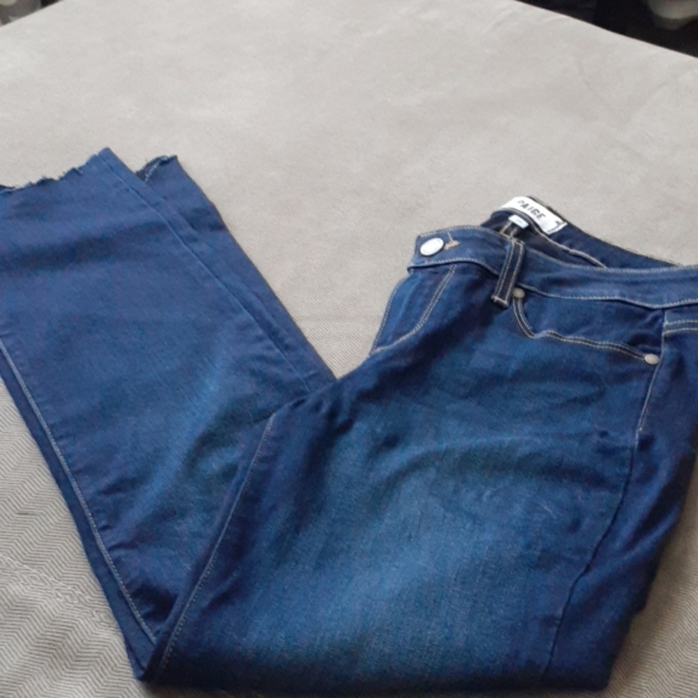 Paige skinny jeans raw edges 29 waste dark…